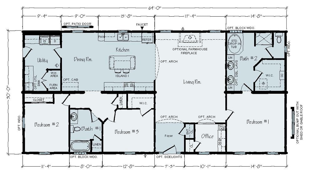 Rochester Roosevelt JR4A Floorplan D W Homes rochester-roosevelt-jr4a-floorplan-d-w-homes