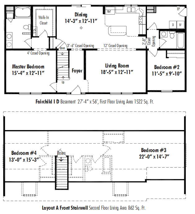 Unibilt Fairchild I D Floorplan D&W Homes